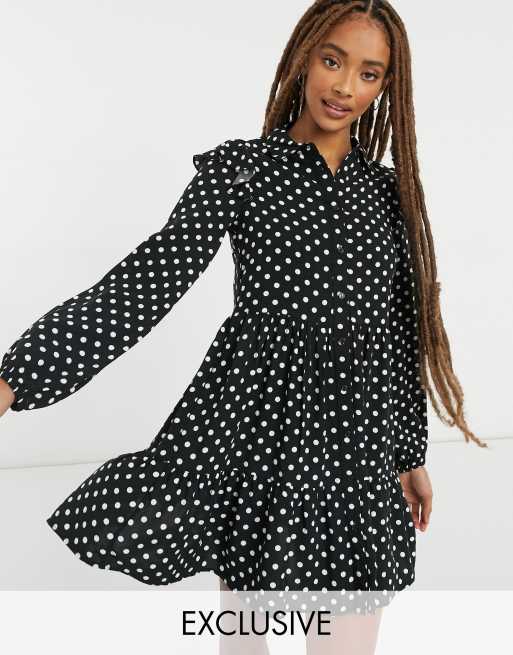 Stradivarius – Prickig skjortklänning med smock