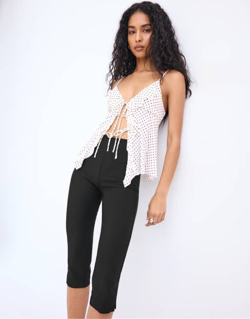 Stradivarius Printed ruffled top in ecru, 2 of 4