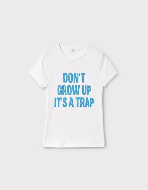 Stradivarius Printed short sleeve t-shirt in white, 6 of 7