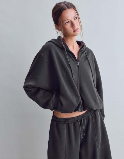 Stradivarius Puffed sweatshirt in dark grey, 5 of 5