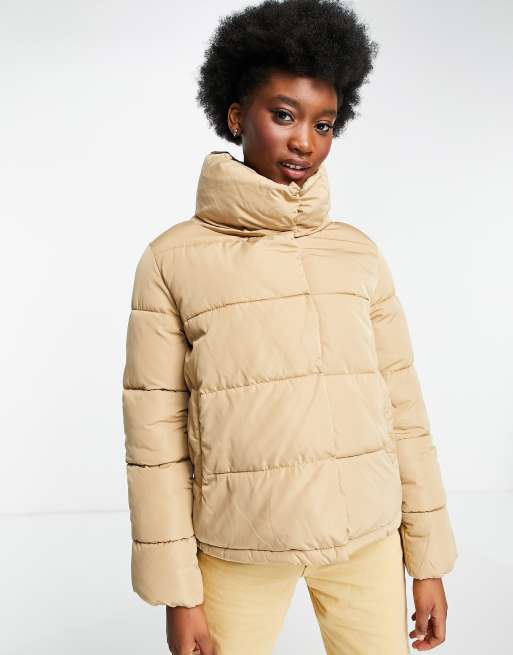 Stradivarius puffer jacket in beige | ASOS