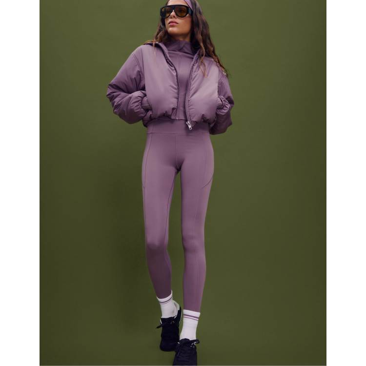 Stradivarius Puffer jacket with puff sleeves in lilac ASOS