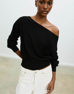 Pull  encolure bateau en maille - Stradivarius - Modalova