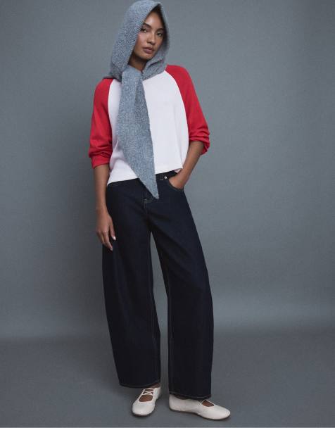 Stradivarius pull à manches raglan rouge - view 1
