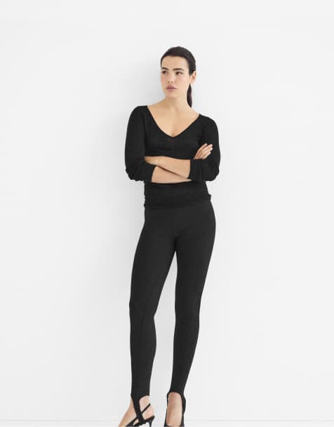 Stradivarius pull basique en laine et soie col V noir - view 1