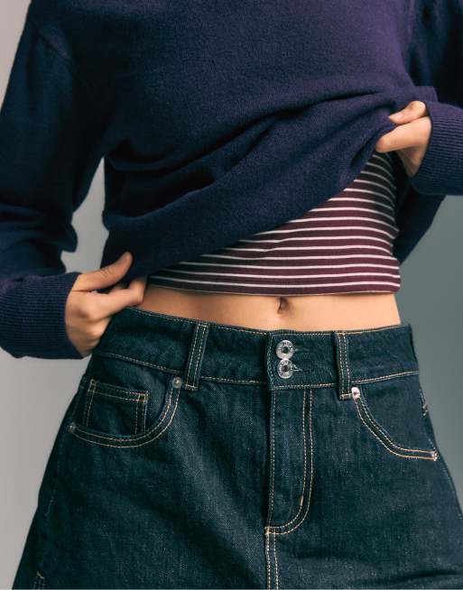 Stradivarius - Pull basique en maille douce - Bleu marine, 3 de 4