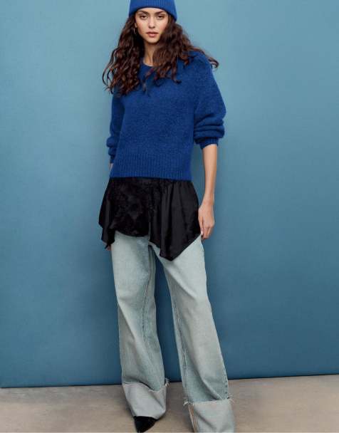 Stradivarius - Pull en maille douce - Bleu électrique - view 1