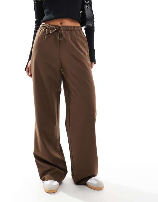 Stradivarius pull on trouser in brown