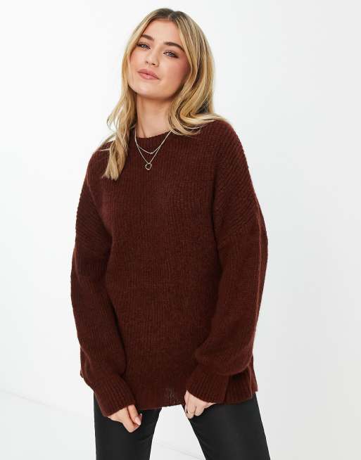 Stradivarius - Pull oversize - Marron