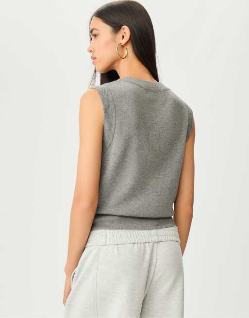 Haut Sans Manches Banana Republic Gris - Taille XS Petites - Tissu Stretch Viscose/polyester
