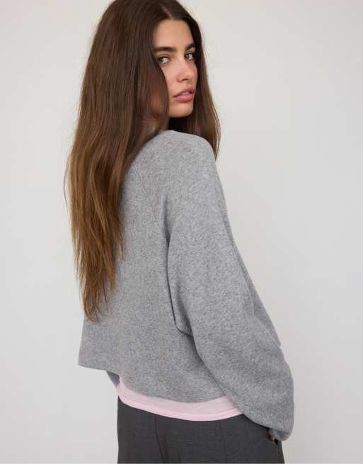 Stradivarius Pullover mit Raglanärmeln in Dunkelgrau, 3 von 7