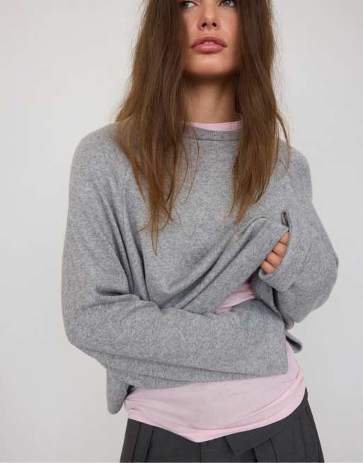 Stradivarius Pullover mit Raglanärmeln in Dunkelgrau, 5 von 7