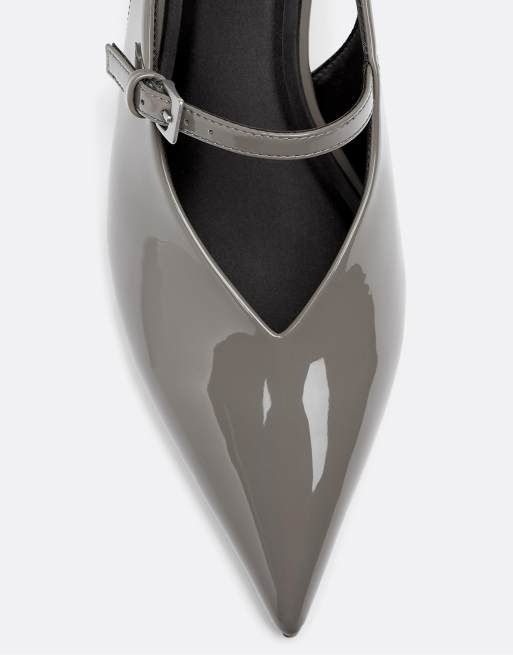 Stradivarius Pumps in Grau mit Lackoptik, 5 von 6