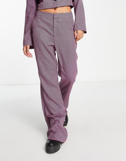 Stradivarius punk check print pants in purple 