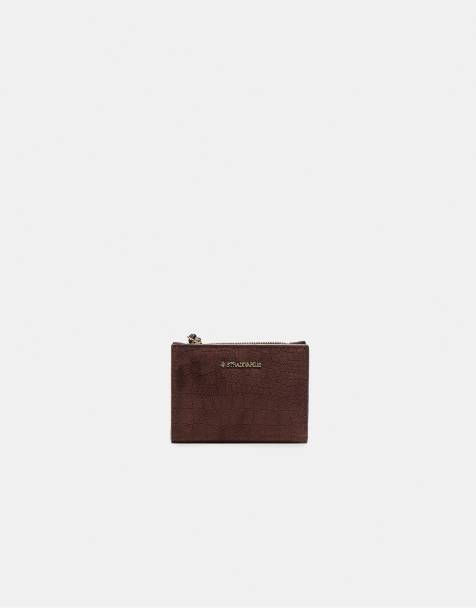 Stradivarius Purse with embossed pull tab detail in brown - view 1