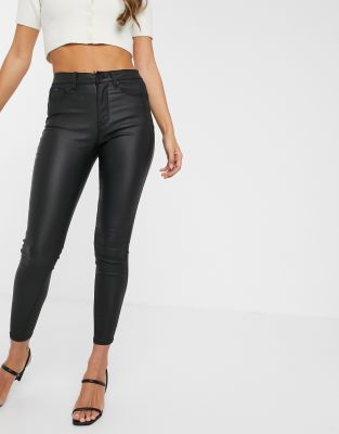 stradivarius coated skinny jeans