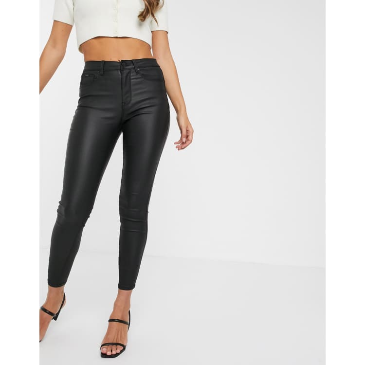 Coated High Waisted Disco Skinny Jeans