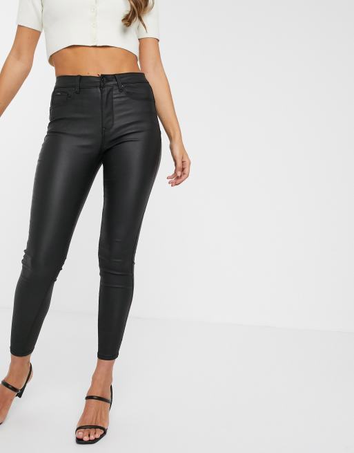 Stradivarius push up coated jeans in black | ASOS