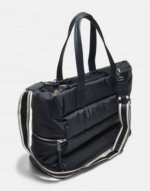 Stradivarius quiltad shopperväska med axelrem i svart, 4 av 4