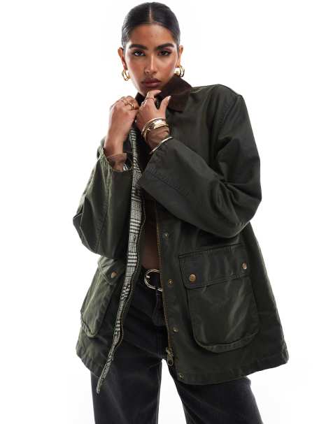 Stradivarius quilted barn jacket in khaki - view 1