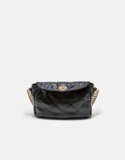 Stradivarius Quilted chain shoulder bag in black - view 1