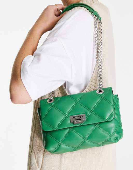 Stradivarius quilted cross body bag in green ASOS