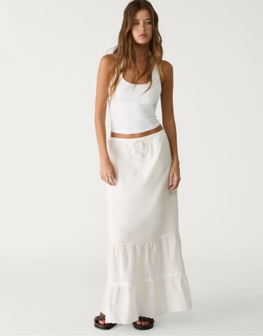 Stradivarius racer neck top in white, 4 of 4