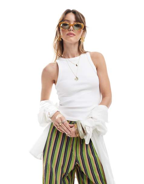 Stradivarius racer vest in white - view 1