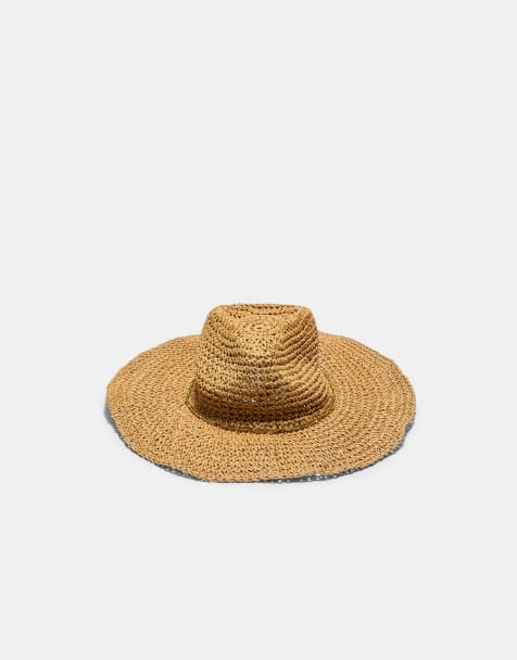 Stradivarius Raffia hat in beige - view 1