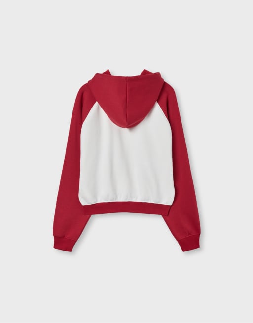 Stradivarius Raglan sleeve hoodie in red, 7 of 7