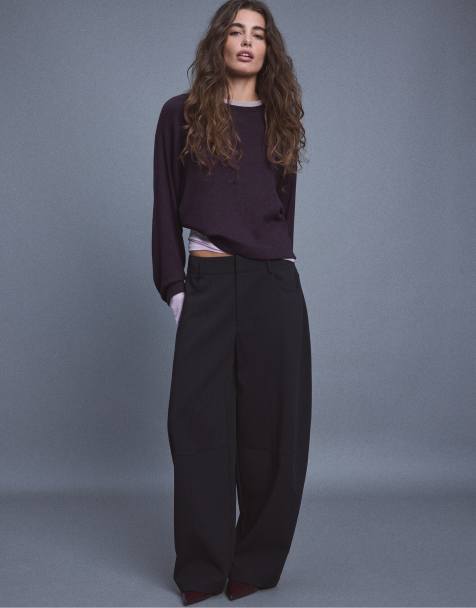 Stradivarius Raglan sleeve jumper in aubergine - view 1
