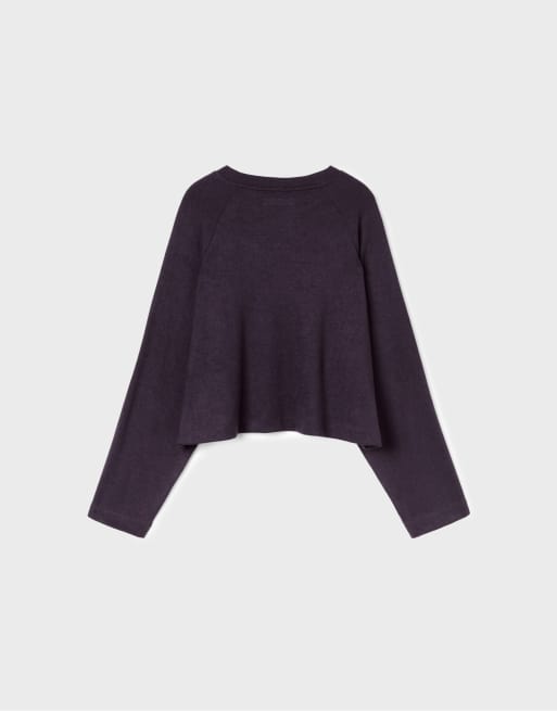 Stradivarius Raglan sleeve jumper in aubergine, 7 of 7