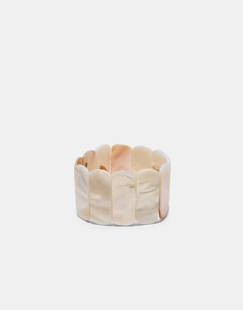 Stradivarius - Råhvidt armbånd med skaldesign og stretch - view 1