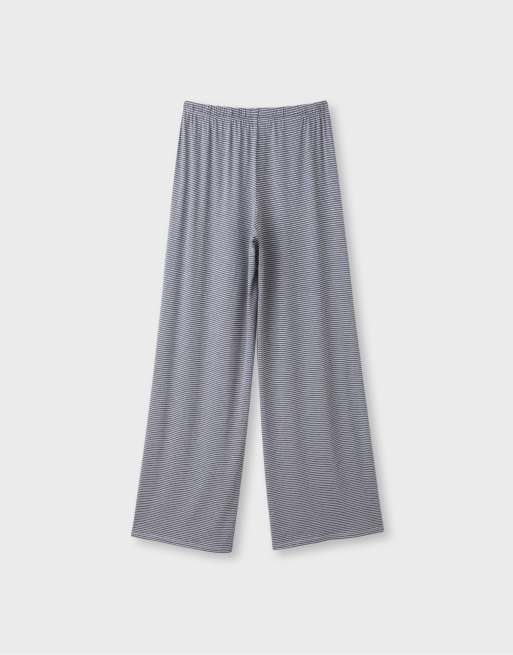 Stradivarius randiga slim fit-joggers med smal midja i gråmelerad, 7 av 7
