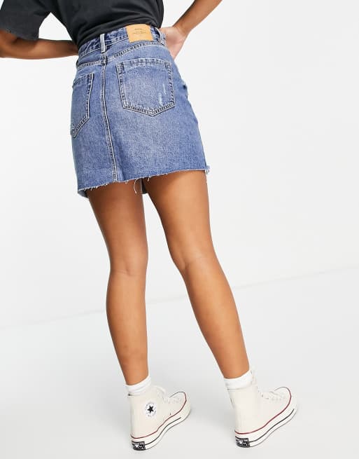 Raw hem denim store skirt