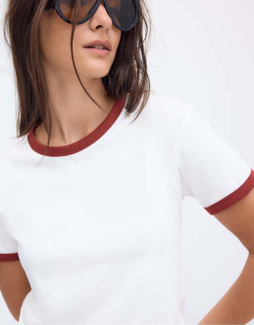 Stradivarius - Rød T-shirt med print, 4 af 4