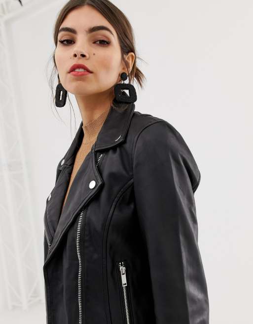 Stradivarius real 2025 leather biker jacket