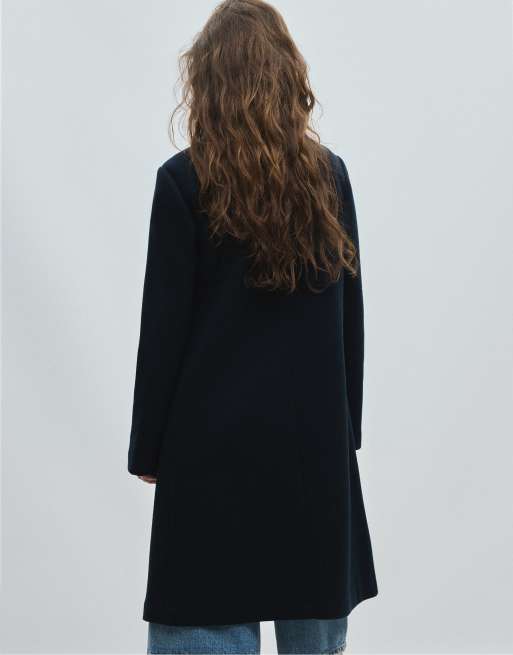 Stradivarius rechte jas met zachte touch in donkerblauw, 3 van 7