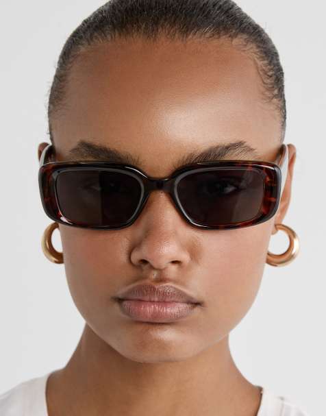 Stradivarius – Rechteckige Sonnenbrille in brauner Schildpatt-Optik - view 1