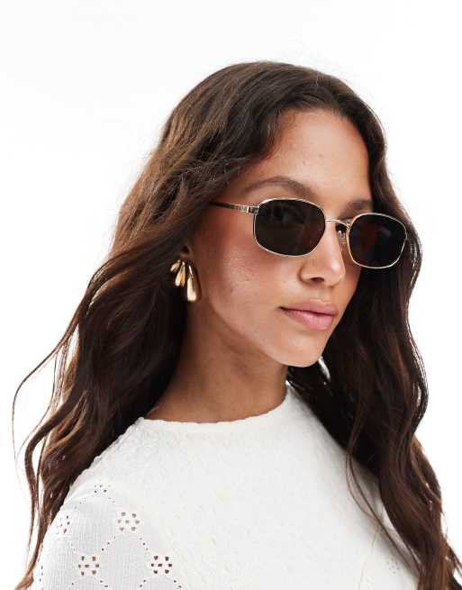 Stradivarius – Rechteckige Sonnenbrille in Schwarz