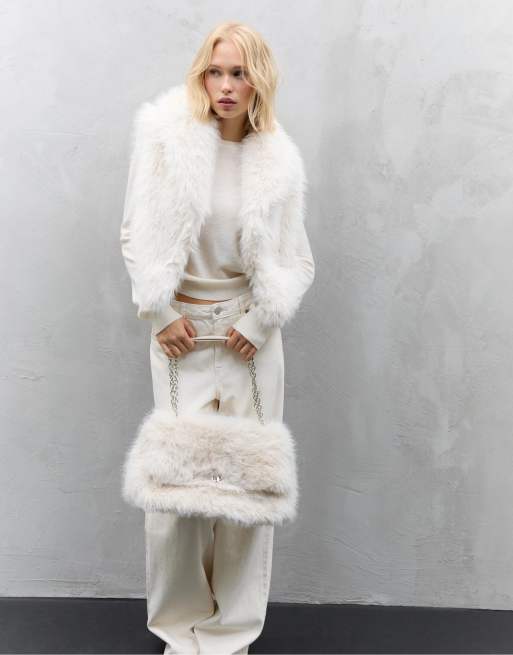 ハーリップトゥ　Faux Fur Shoulder Bag ecru エクリュ Faux Fur Shoulder Bag