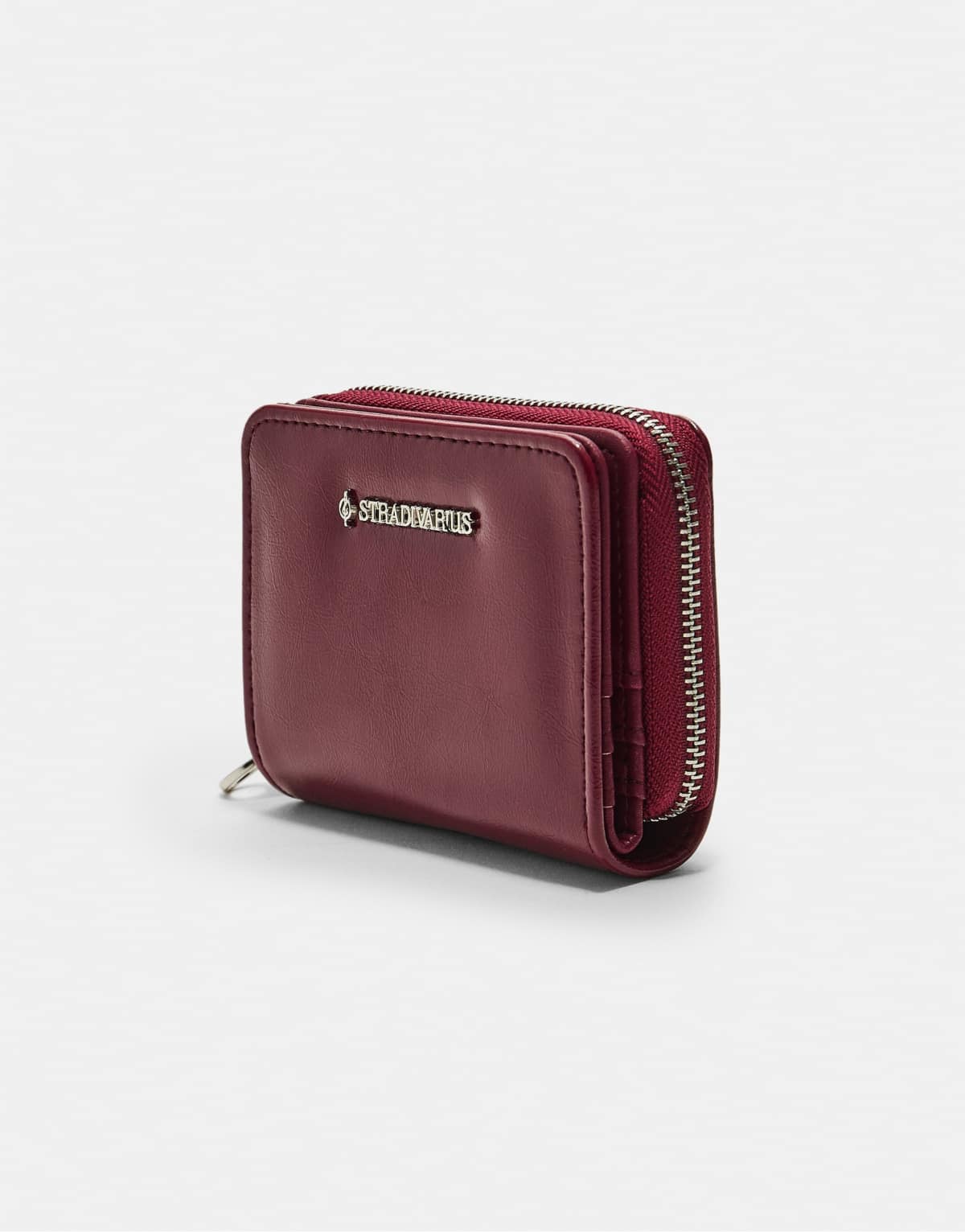 Stradivarius rectangular purse with zip in burgundy