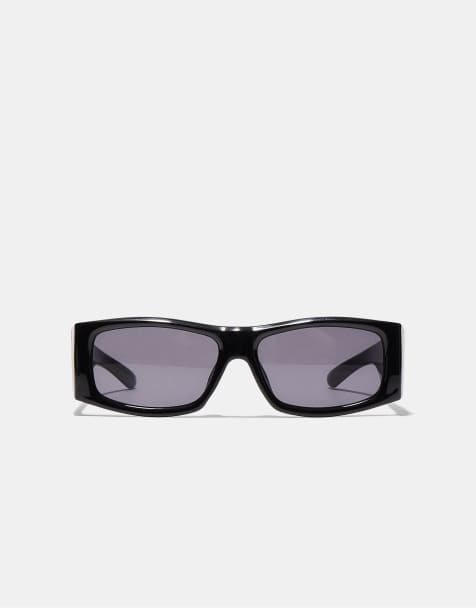 Stradivarius Rectangular sunglasses with wide temples in black - view 1
