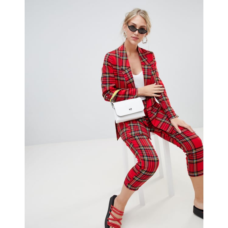 Red tartan trousers on sale womens