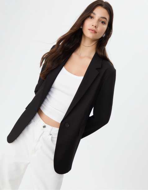Stradivarius Regular fit blazer in black - view 1