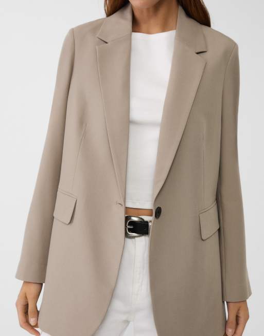Stradivarius Regular fit blazer in brown, 4 of 4