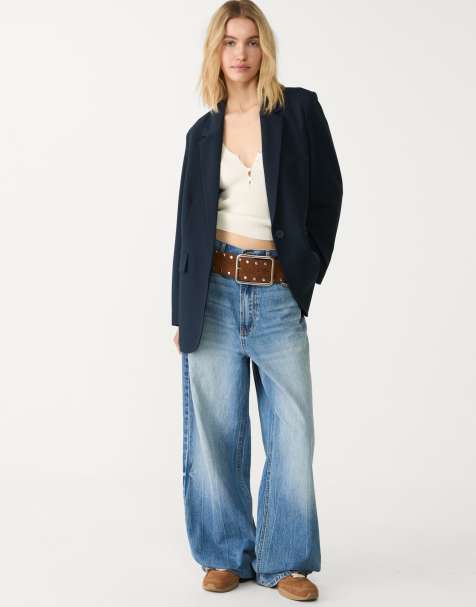 Stradivarius regular fit blazer in navy blue - view 1