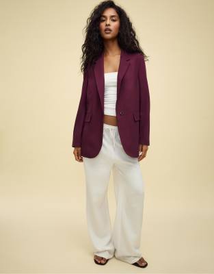 Stradivarius Regular Fit Blazer In Purple