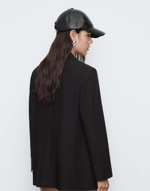 Stradivarius – Regular-Fit-Blazer in Schwarz, 4 von 4
