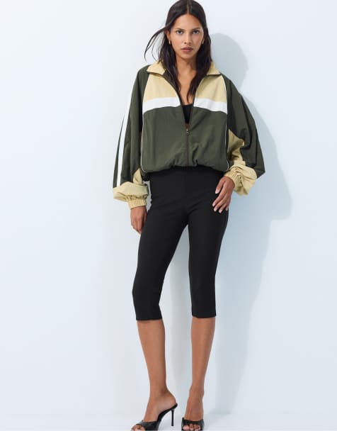 Stradivarius Regular-fit colourblock windbreaker in khaki - view 1